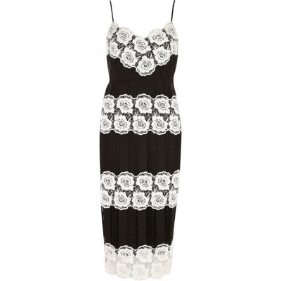 Black and white lace bodycon dress